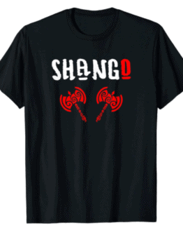 afro cuban t shirt with shango written front