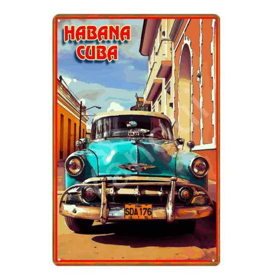 Retro Cuba metal poster Havana car