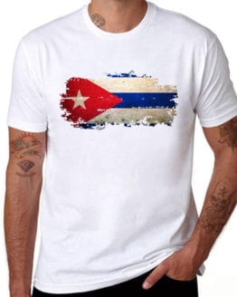 white t shirt with cuban flag