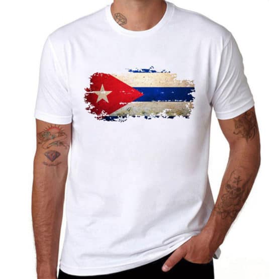 white t shirt with cuban flag