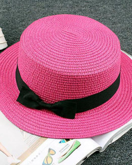 Canotier hat rose red